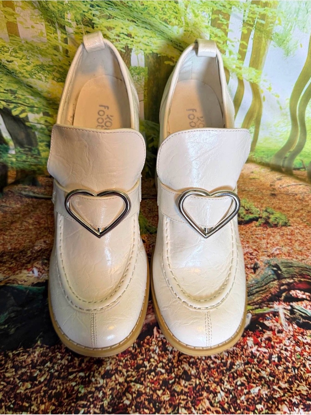 Koi Footwear  Cream Heart-Buckle Slip-On Loafers